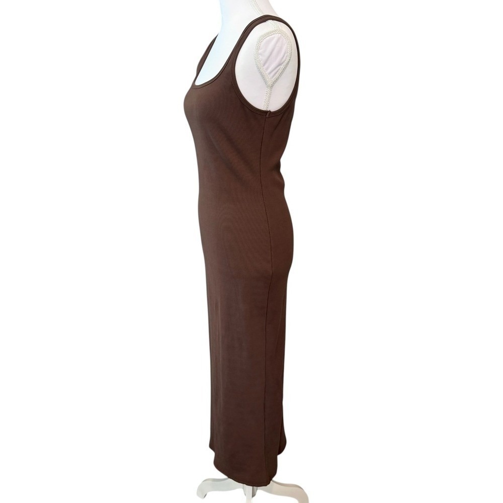 Bumpsuit Maternity Midi Dress Womens XL Brown Ribbed Minimalist Stretch Comfort - Picture 3 of 10